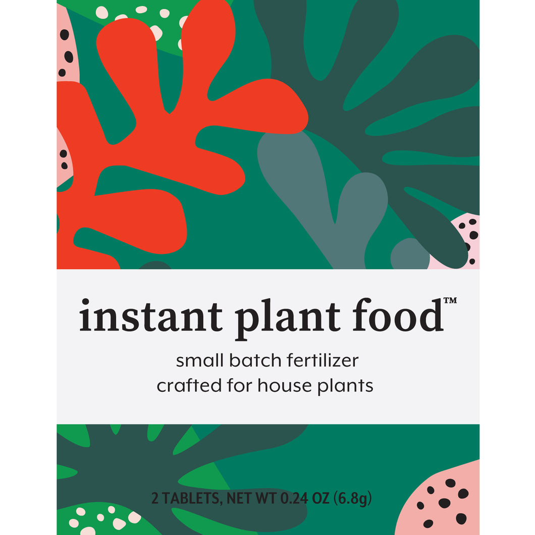 Instant Plant Food self dissolving, fertilizer tablets for feeding houseplants. Package of (2) tablets. Instant Plant Food™ fertilizer tablets are CERTIFIED carbon neutral, vegan & cruelty free, and 1% of all sales go to organizations helping our planet. Made in USA too!