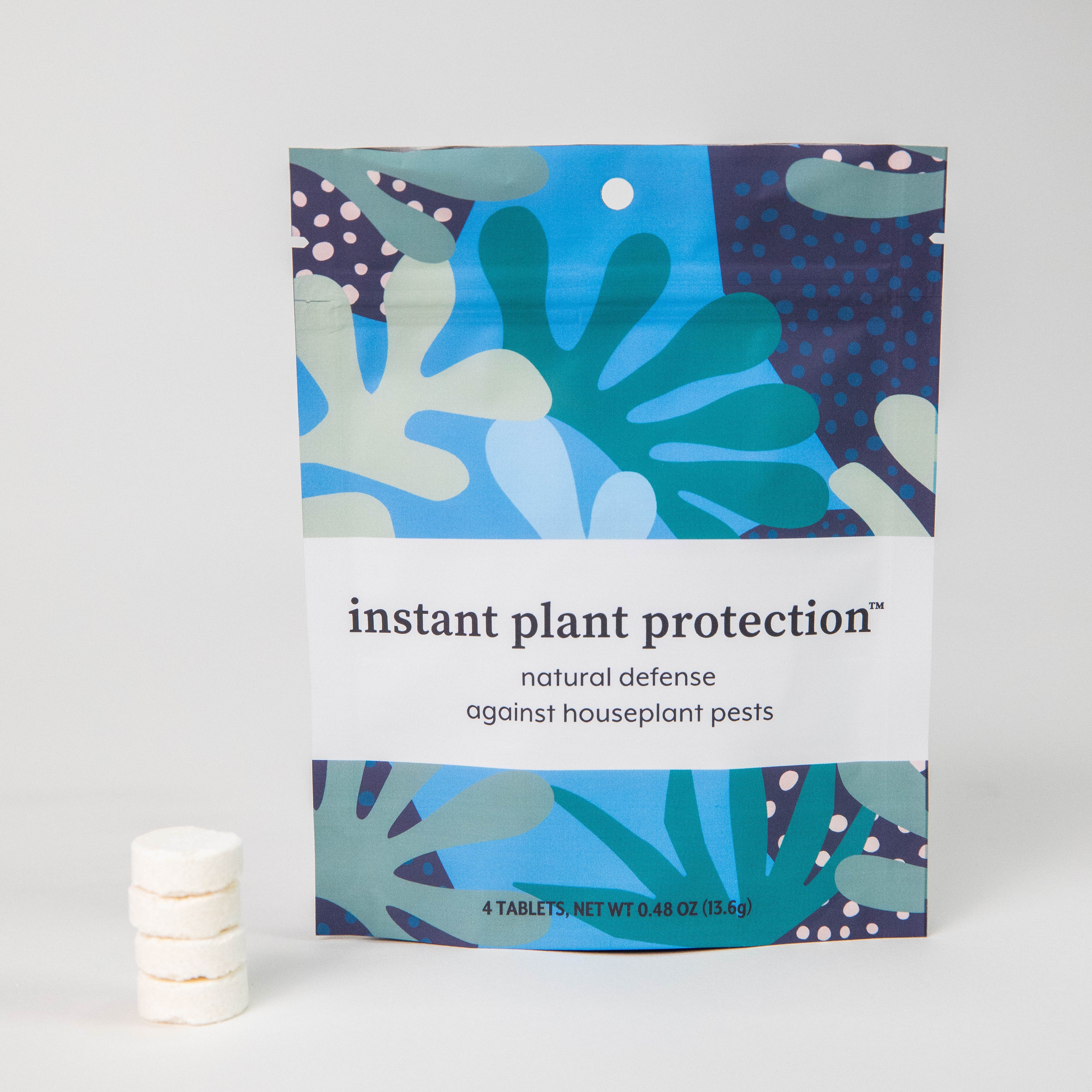 Instant Plant Protection package of (4) tablets for make-at-home indoor plant pest control.