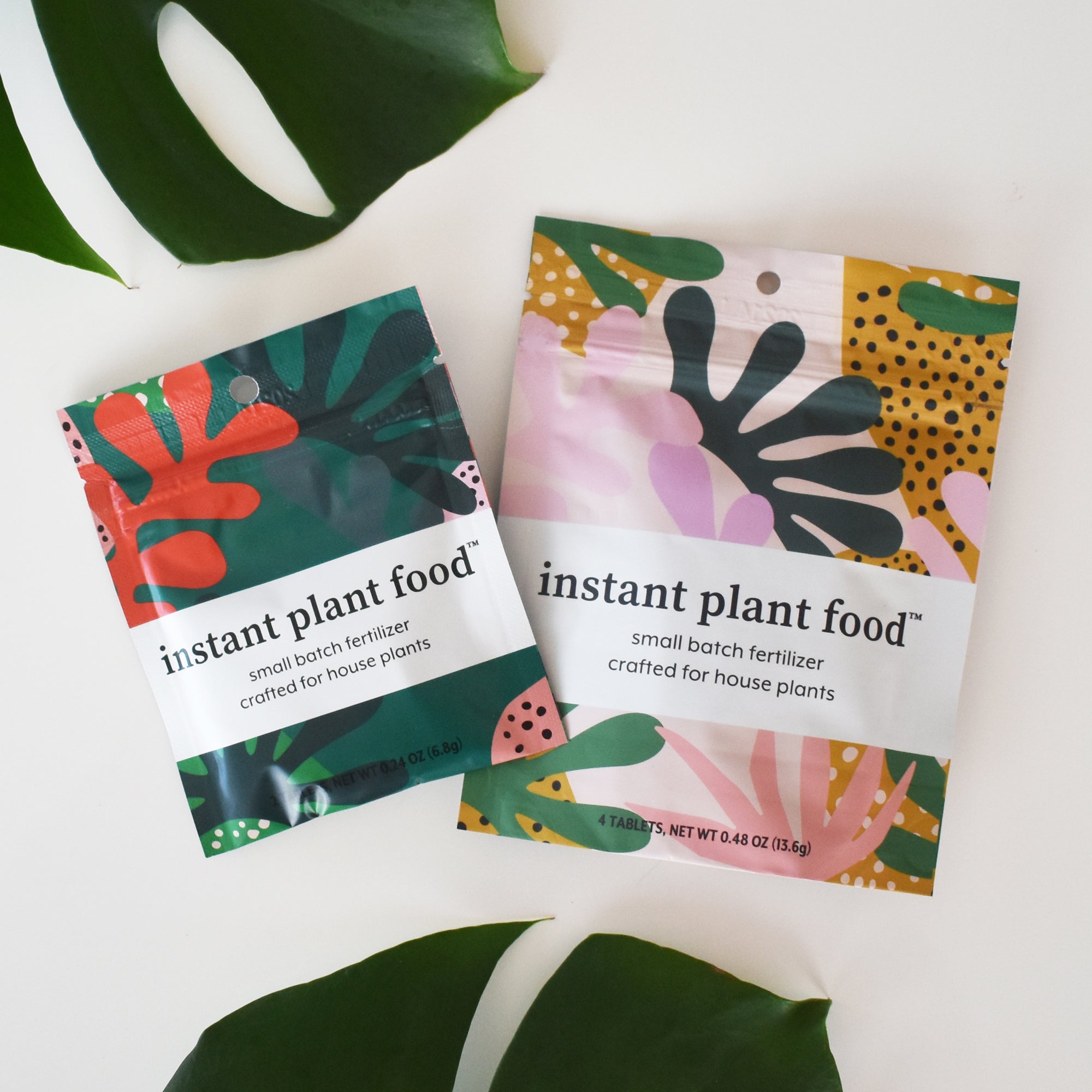 Instant Plant Food self dissolving, houseplant fertilizer tablets are available in (2) tablet or (4) tablet packages. Instant Plant Food™ fertilizer tablets are CERTIFIED carbon neutral, vegan & cruelty free, and 1% of all sales go to organizations helping our planet. Made in USA too!